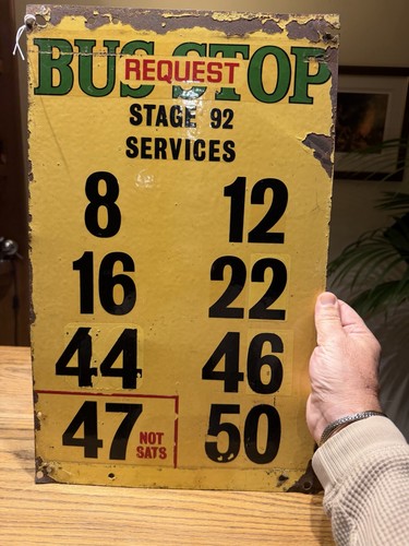 Vintage enamel bus stop - enamel,